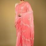 Dusky Pink Chiffon Saree with All-Over Aari Sequin Work | Viscose Chiffon | Jaipurio Shaded Saree